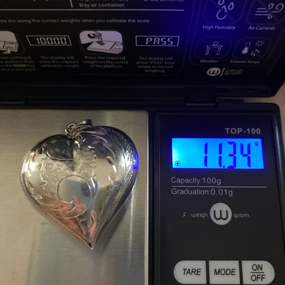 Large Vtg Sterling Puffy Heart Double Sided Pendant - Picture 7 of 7